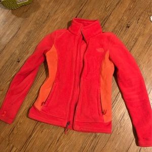 Coral north face fleece jacket